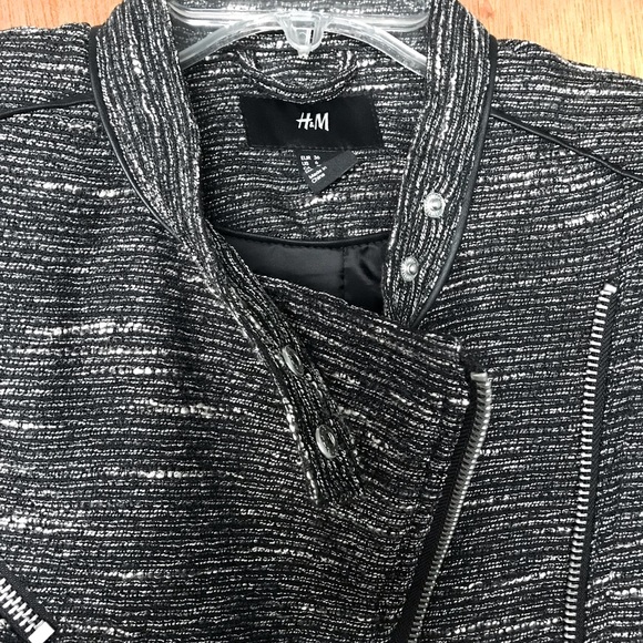H&M metallic tweed moto style blazer jacket size 6 - Picture 6 of 7